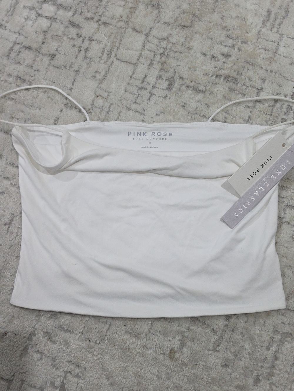 PINK ROSE White Strapless Fold-Top Crop